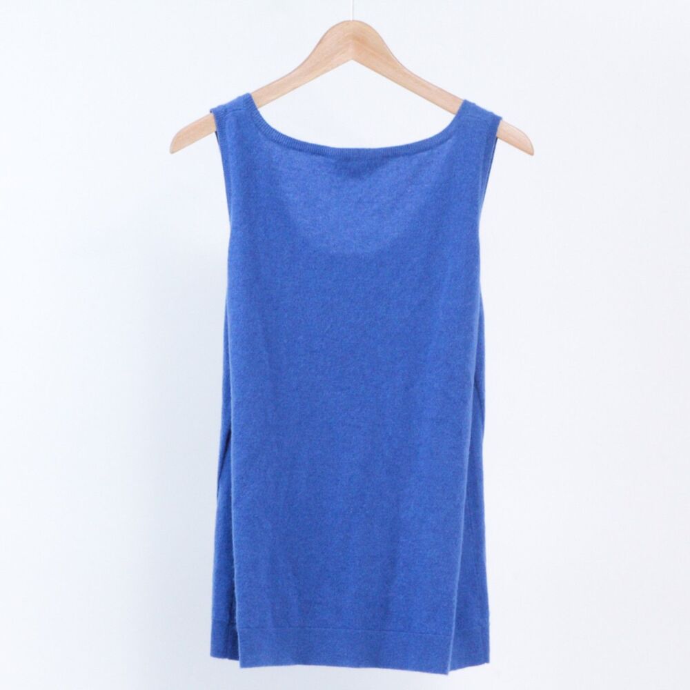 Kinross Cashmere Women's Small Blue Scoop Neck Tank Top Sleeveless Shell S